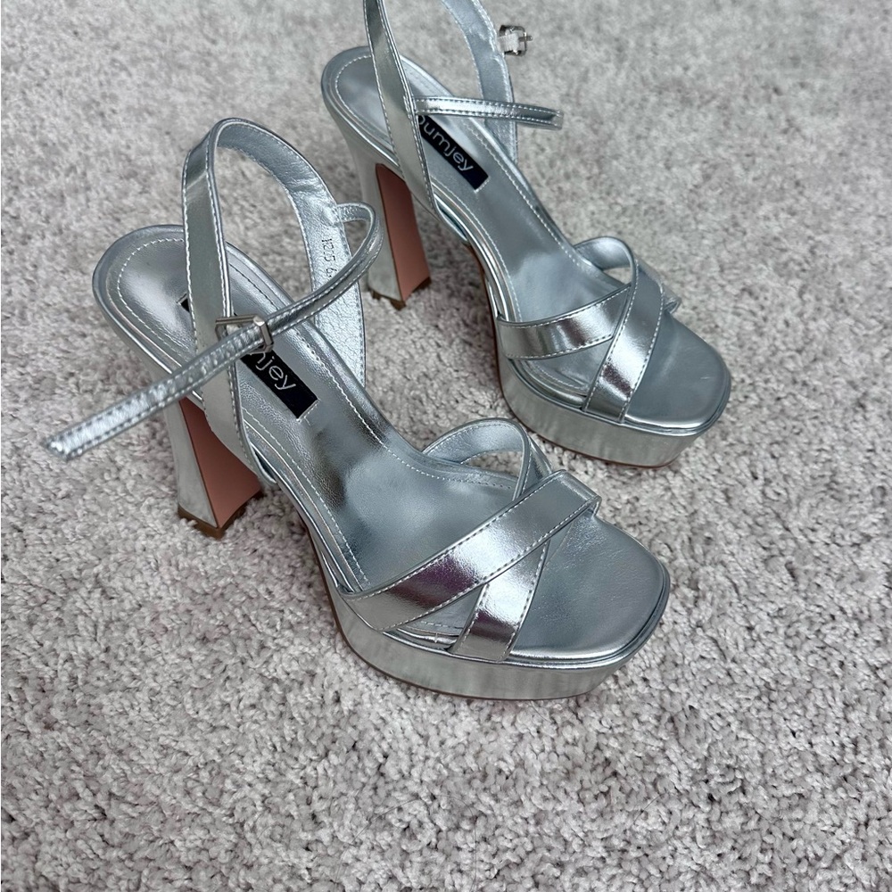 Silver Platform Heels by Journee Collection